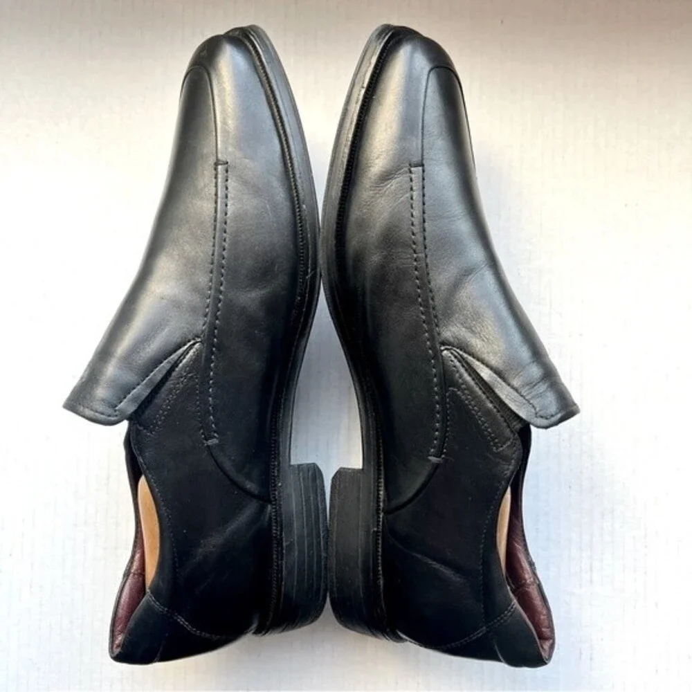 Johnston & Murphy Black Leather‎ Square Toe Slip On Loafer Shoes Men's Size 12